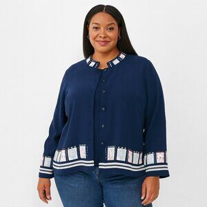 Draper's & Damon's Geometric Floral Stretch Lightweight Jacket Women's  Sz 20W